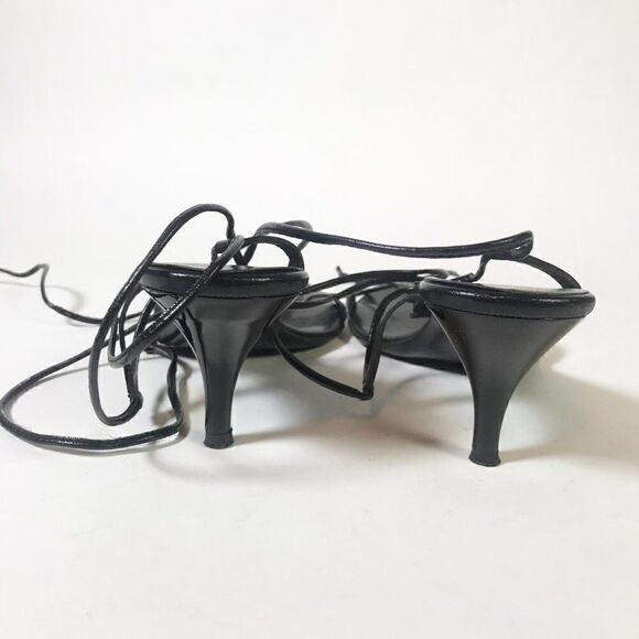 Black Ankle Wrapping Small Heel Sandal - Picture 3 of 4